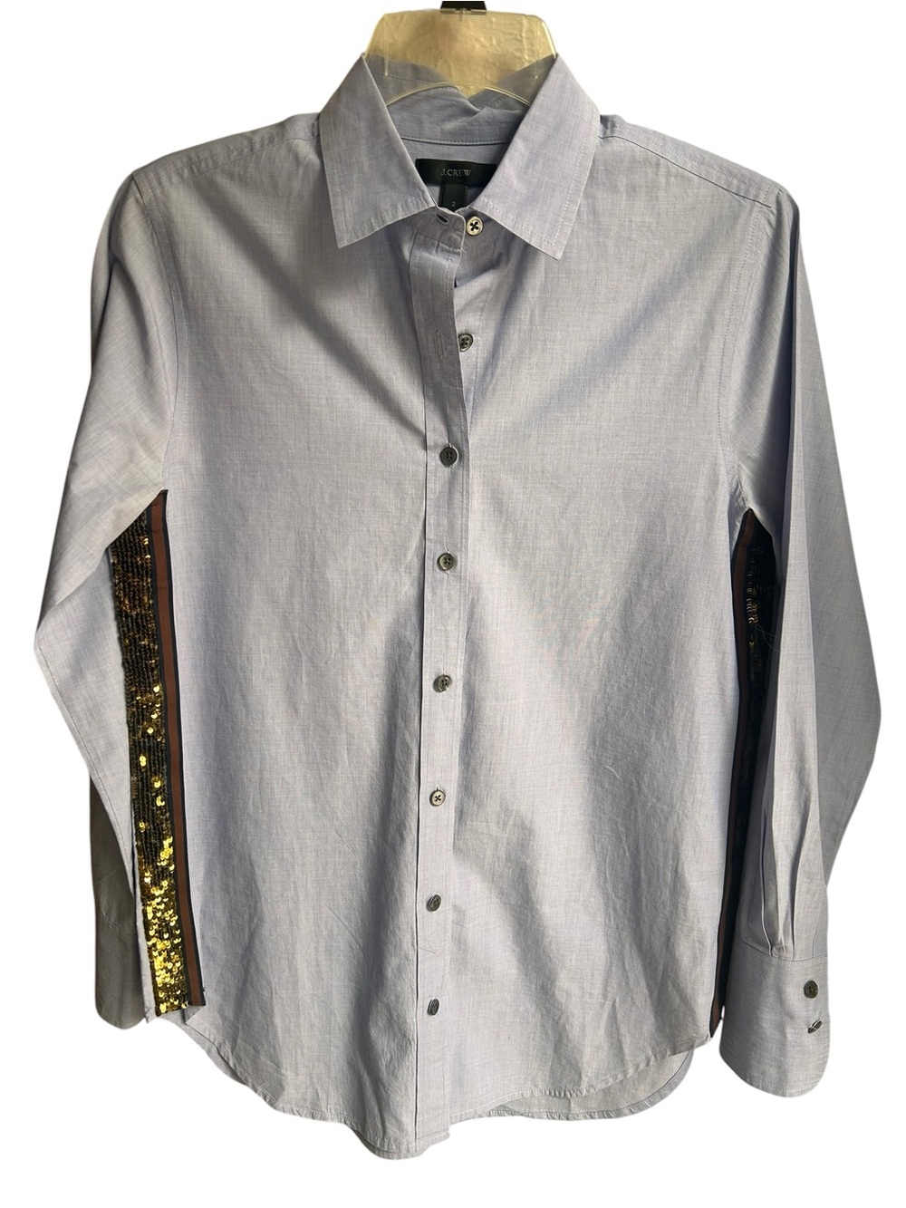 J. Crew sequined stripe oxford button up shirt Size 2 - Picture 3 of 8